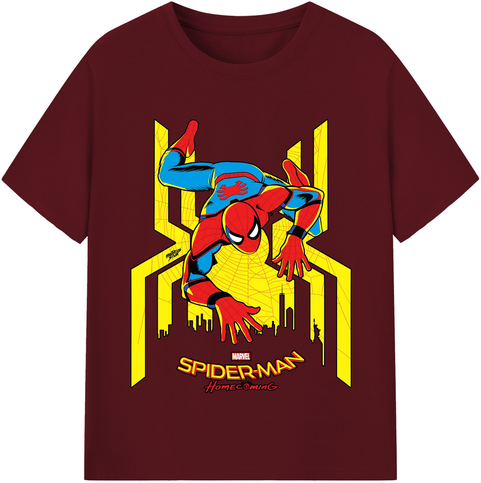 （画像用） Spider Man スパイダーマン 綿100％半袖Tシャツ（フロントプリント）